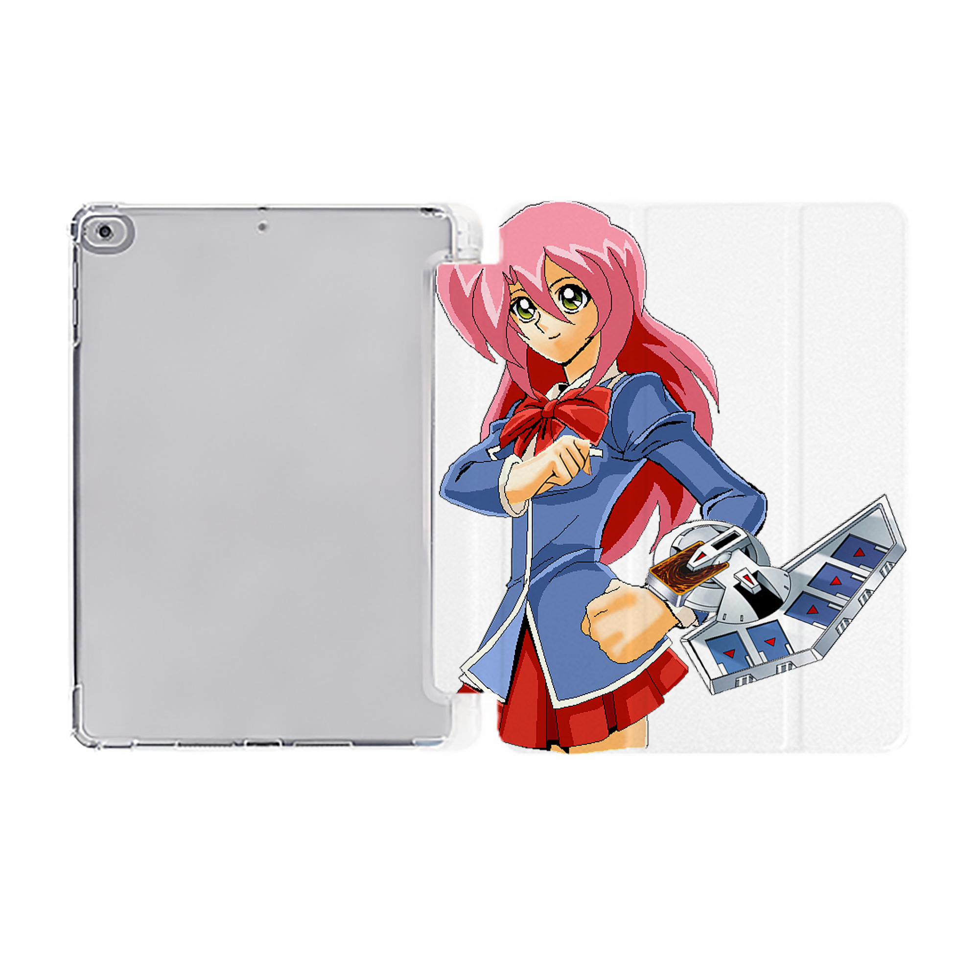 （画像用） 遊☆戯☆王 Yu-Gi-Oh! IPad ケース ペン収納付き 三つ折りスタンド PUレザー×シリコン 対応機種9.5/10.5/10.9インチ